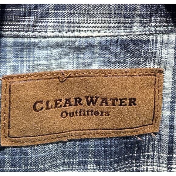 Clear Water Outfitters men’s sz L Blue Plaid 100% Cotton Button-Down Shirt - Picture 3 of 7